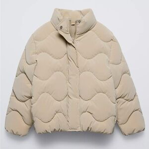 Rubberised Puffer Jacket ZARA. Girls 13-14. Light Camel.